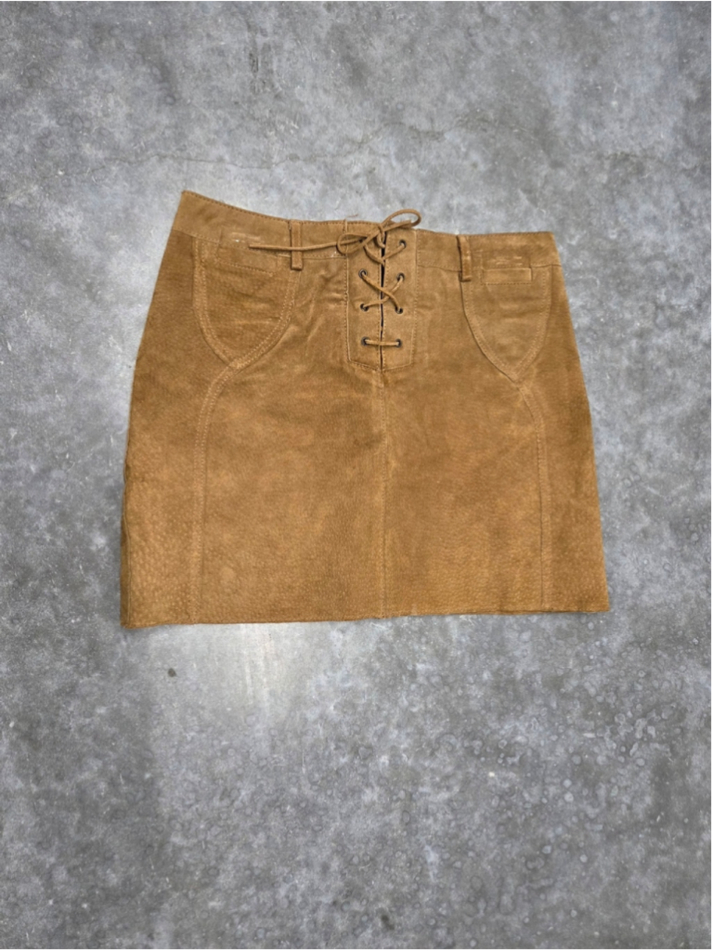 mdl Suede Mini Skirt Tan 8 Y2K Indie Sleaze Whimsigoth 70s Western Cowgirl Chic